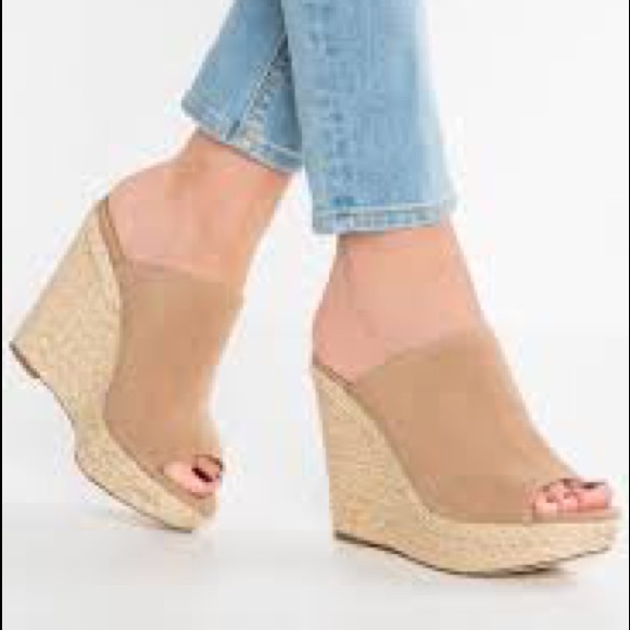 suede wedge mules